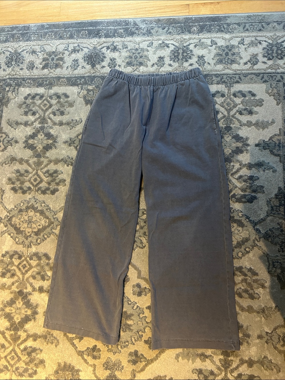 Brandy Melville Elastic Waist Wide-Leg Pants - Blue Gray